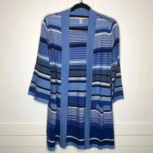 ISAAC MIZRAHI Blue Striped Cardigan